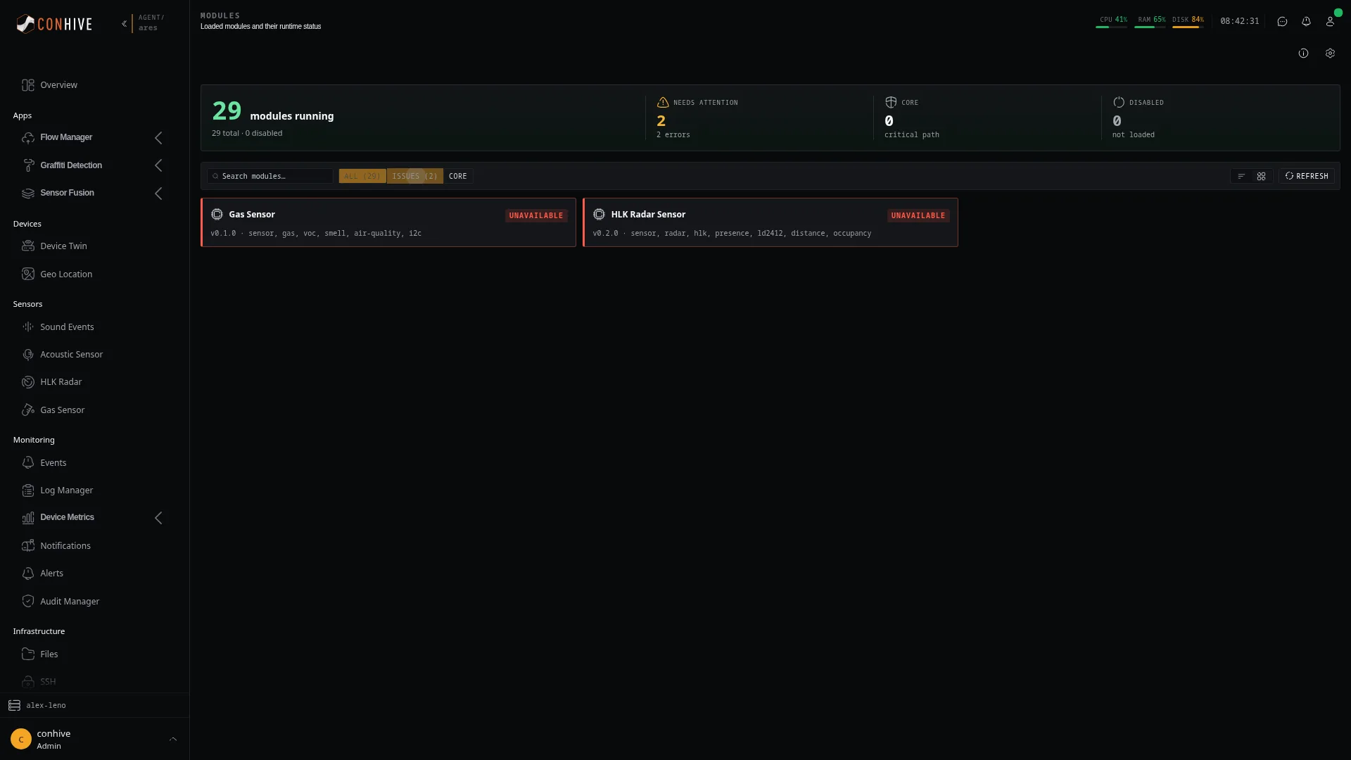 Modules filtered to issues